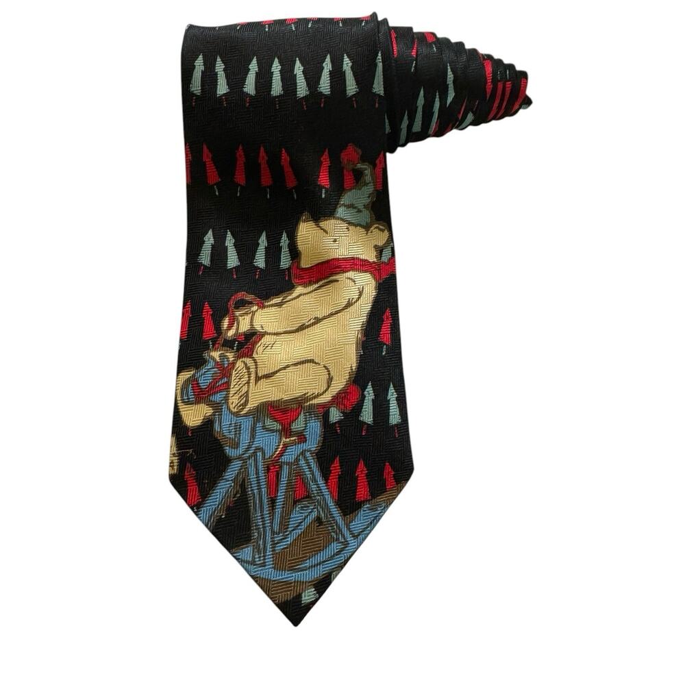 Disney Classic Winnie The Pooh Christmas Rocking Horse Vintage Novelty Necktie
